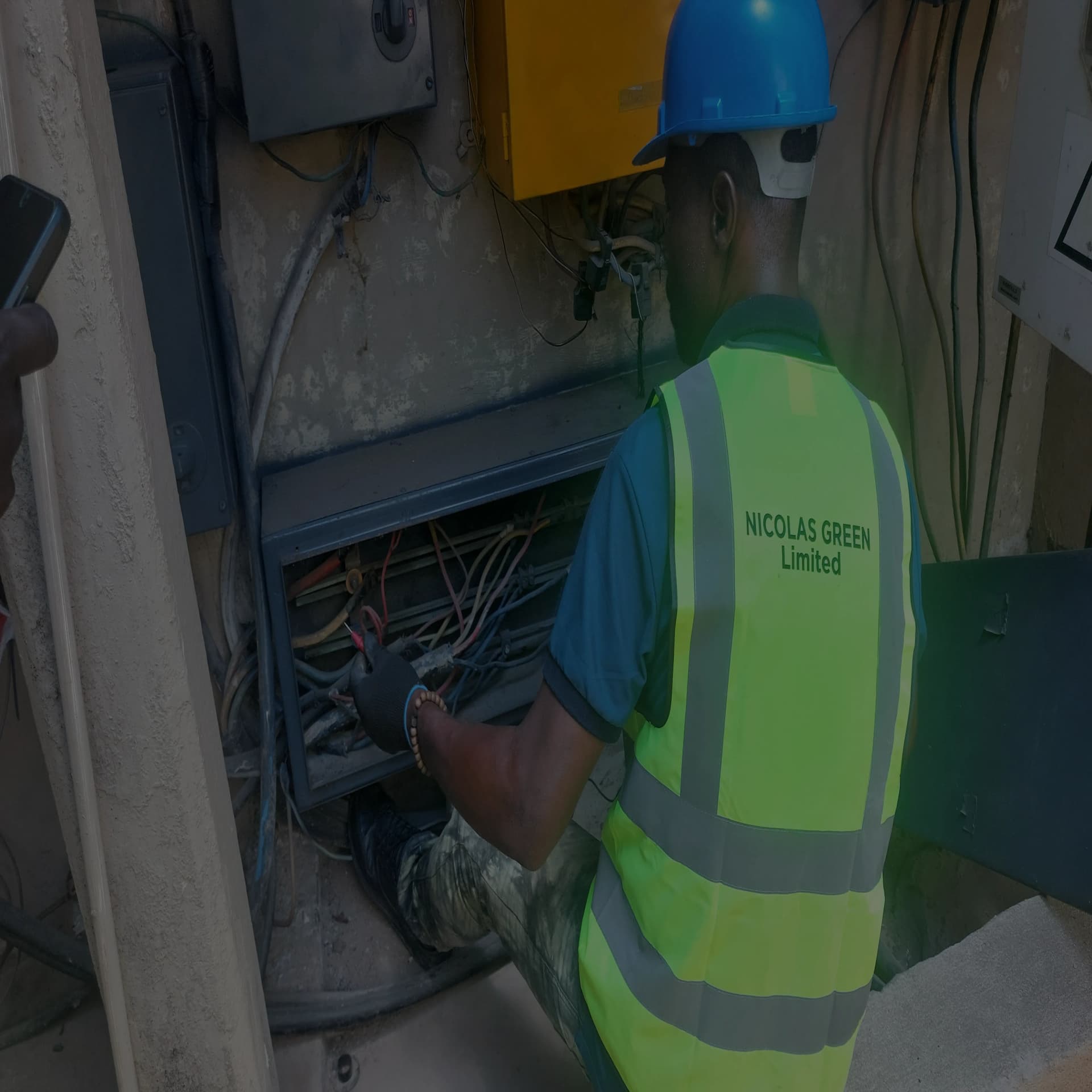 Solar engineers working on installation